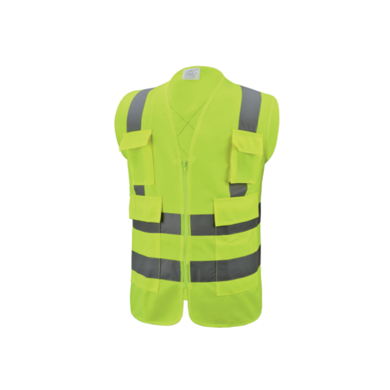 SV004 Hi-Viz 100% de poliéster de poliéster Vest de seguridad reflectante C/W creleras y bolsillos