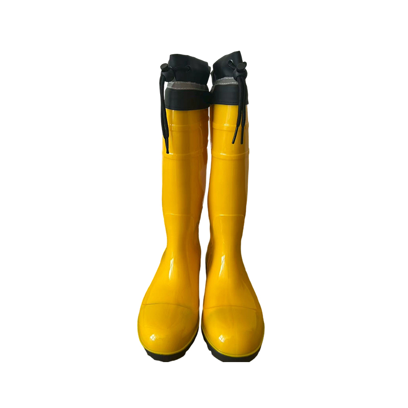 SS030YB-1 nuevas botas de lluvia de seguridad de dedo de acero brillante con forro de algodón